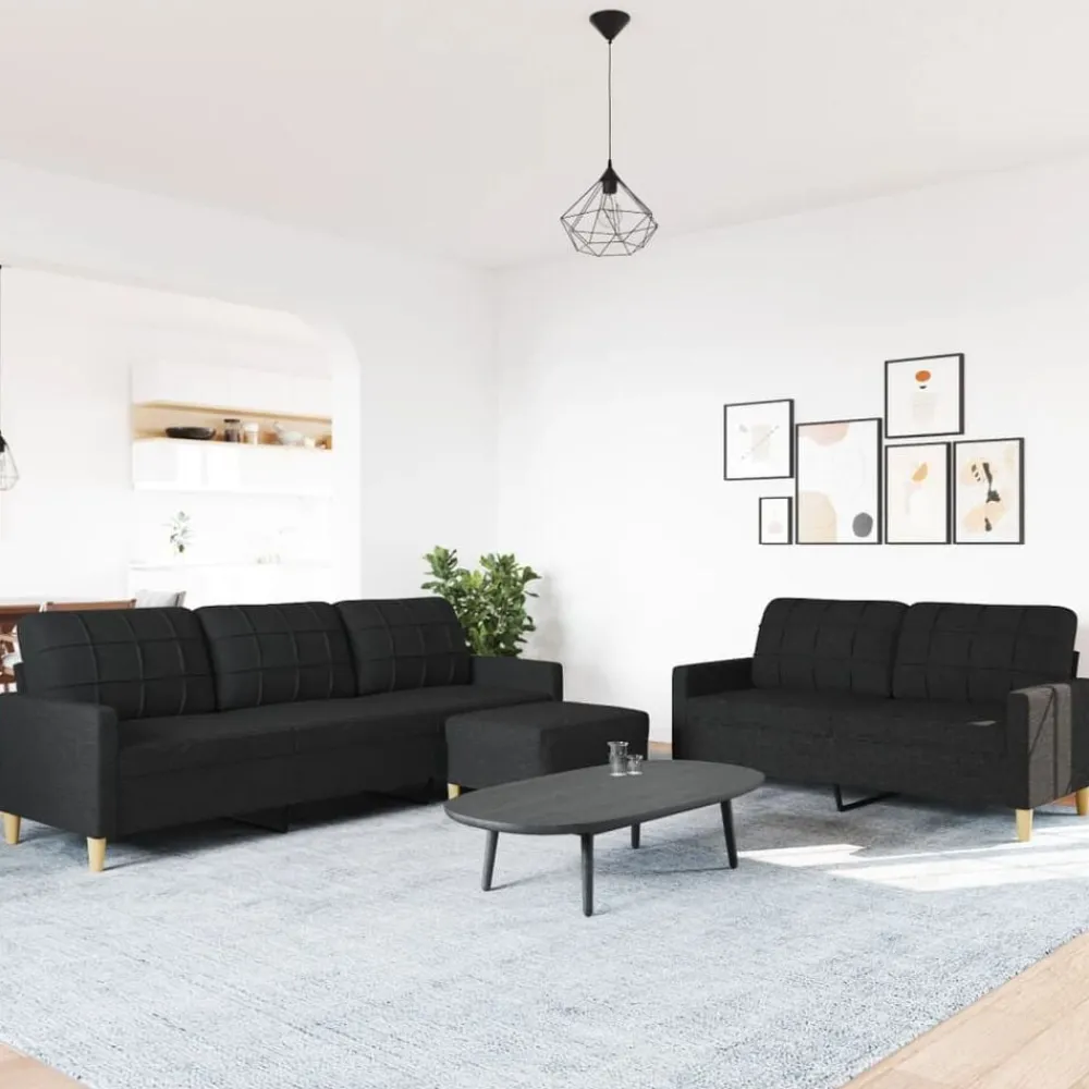 vidaXL Ensemble de canapés 3 pcs avec repose-pied tissu
