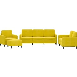 Canapés-vidaXL Ensemble de canapés 4 pcs velours Jaune
