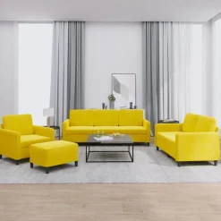Canapés-vidaXL Ensemble de canapés 4 pcs velours Jaune