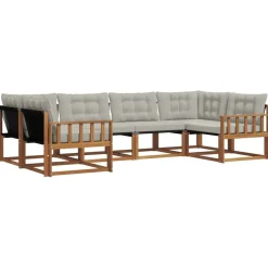 Ensembles De Meubles-vidaXL Ensemble de canapés d'extérieur 6 pcs Gris Naturel et Clair Naturel et gris clair