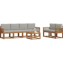 Ensembles De Meubles-vidaXL Ensemble de canapés d'extérieur 7 pcs Gris Naturel et Clair Naturel et gris clair