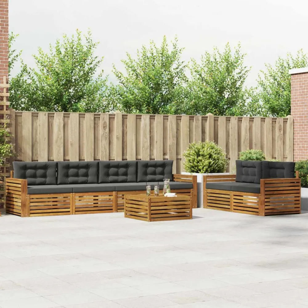 Ensembles De Meubles-vidaXL Ensemble de canapés d'extérieur 7 pcs Naturel et anthracite