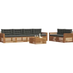 Ensembles De Meubles-vidaXL Ensemble de canapés d'extérieur 7 pcs Naturel et anthracite