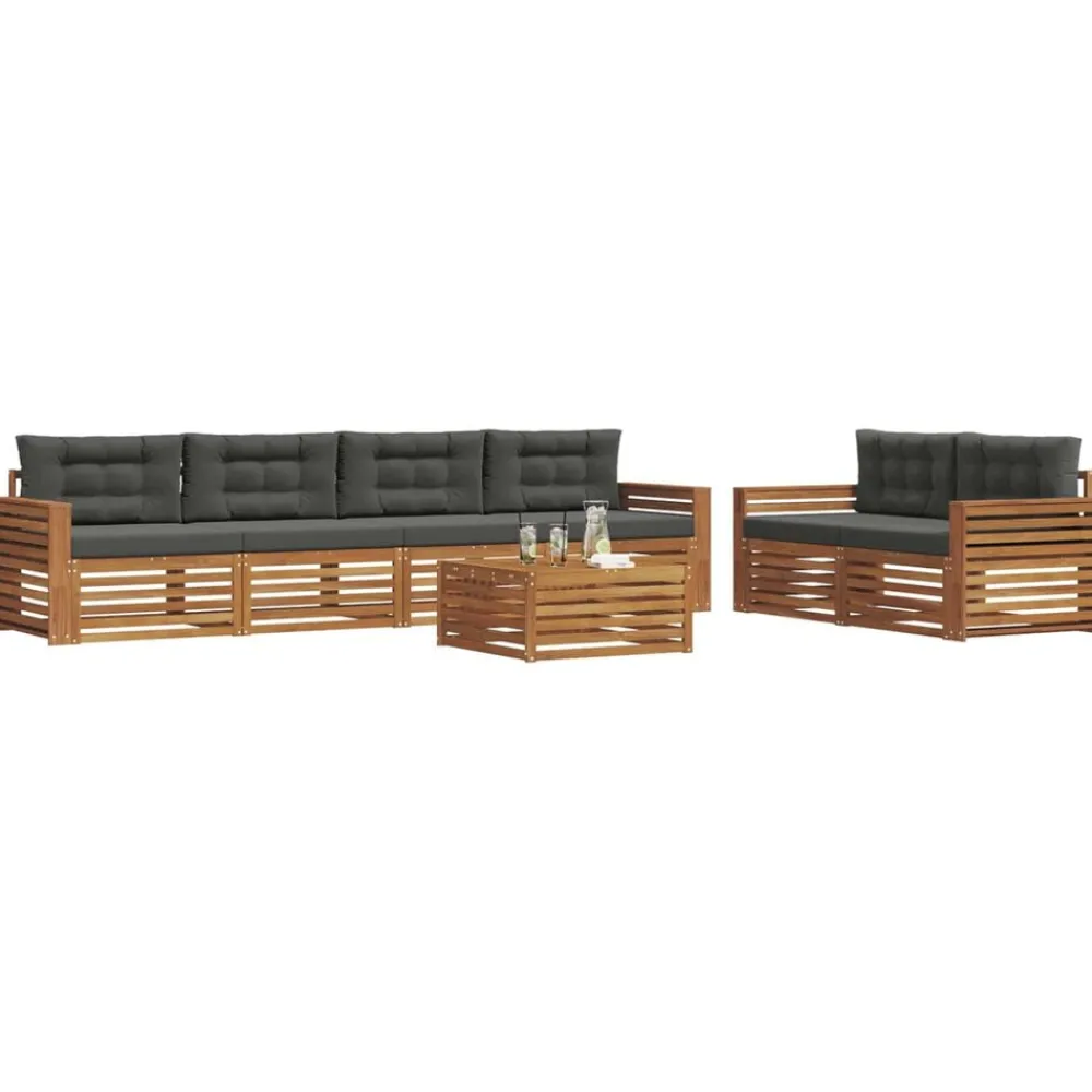 Ensembles De Meubles-vidaXL Ensemble de canapés d'extérieur 7 pcs Naturel et anthracite