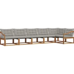 vidaXL Ensemble de canapés d'extérieur 6 pcs Gris Naturel et Clair