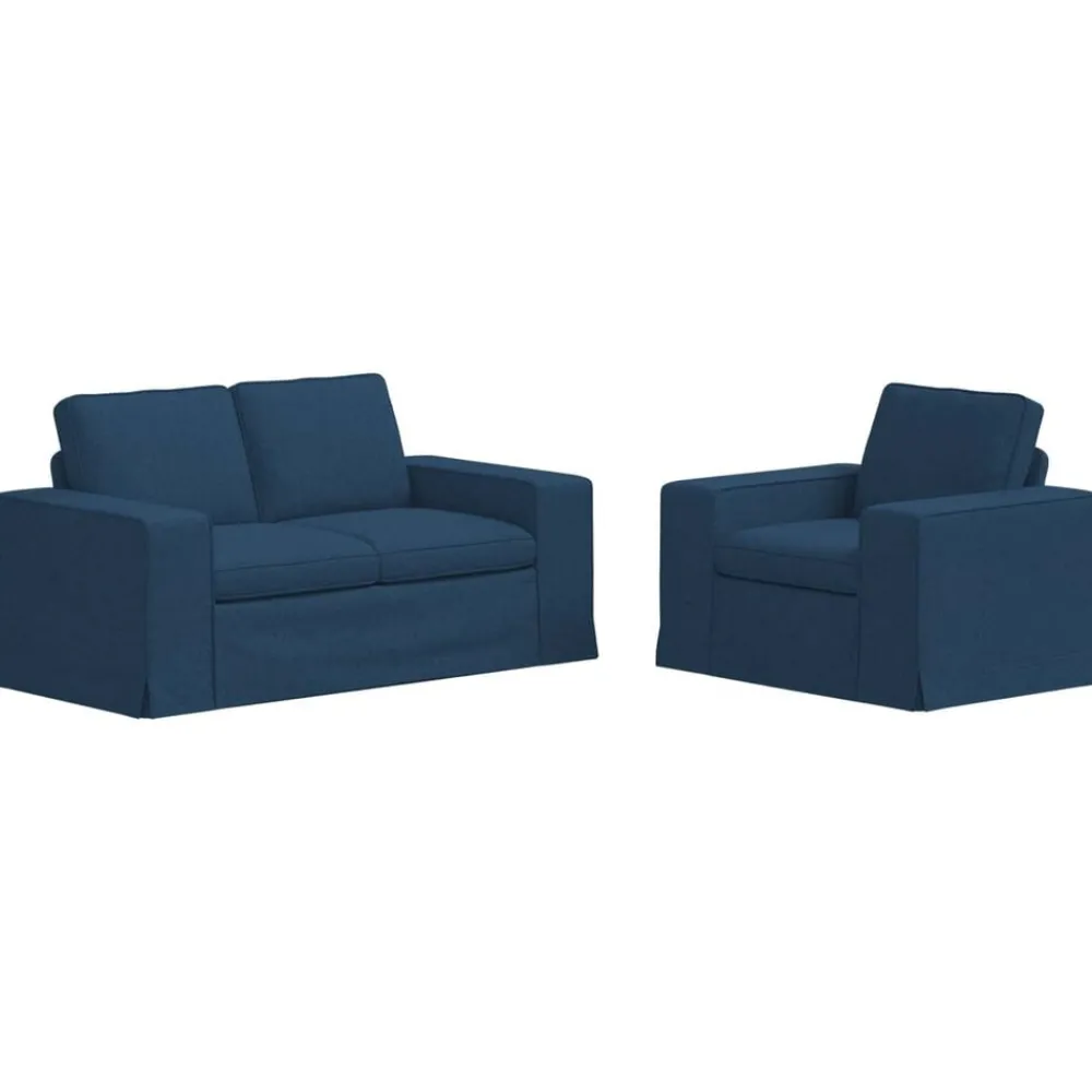 Canapés-vidaXL Ensemble de Canapés 2 pcs 162 x 80 x 82 cm tissu Bleu