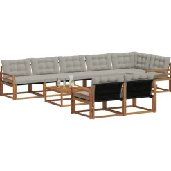 Ensembles De Meubles-vidaXL Ensemble de canapés d'extérieur 9 pcs Gris Naturel et Clair Naturel et gris clair