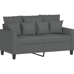 Canapés-vidaXL Ensemble de canapés 3 pcs avec coussins Tissu Gris foncé