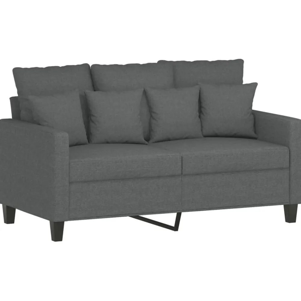 Canapés-vidaXL Ensemble de canapés 3 pcs avec coussins Tissu Gris foncé