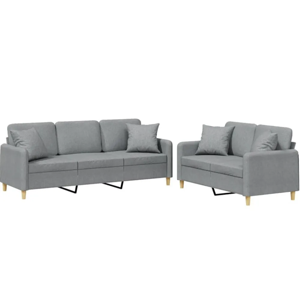 vidaXL Ensemble de canapés 2 pcs coussins tissu