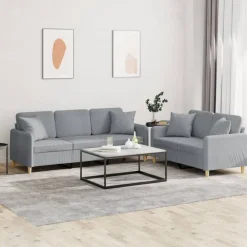 vidaXL Ensemble de canapés 2 pcs coussins tissu