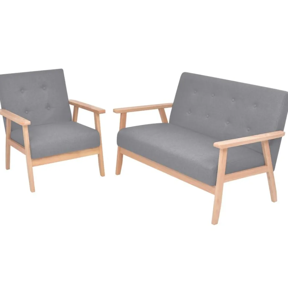 Canapés-vidaXL Ensemble de canapés 2 pcs Tissu Gris clair