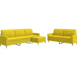 vidaXL Ensemble de canapés 3 pcs avec repose-pied tissu