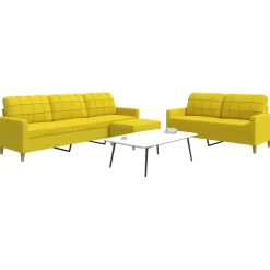 vidaXL Ensemble de canapés 3 pcs avec repose-pied tissu