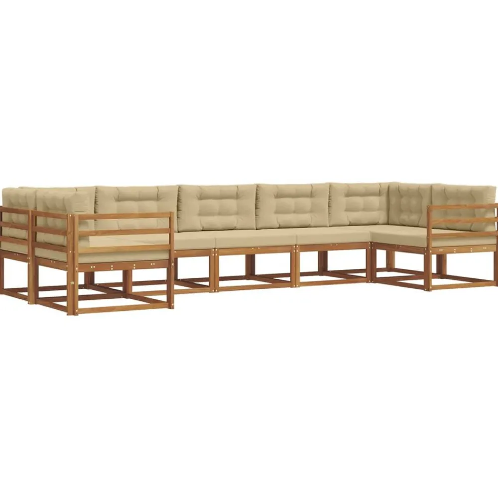 Ensembles De Meubles-vidaXL Ensemble de canapés d'extérieur 7 pcs Naturel et beige