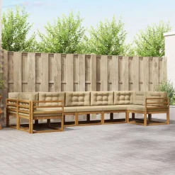 Ensembles De Meubles-vidaXL Ensemble de canapés d'extérieur 7 pcs Naturel et beige