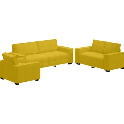 Canapés-vidaXL Ensemble de canapés 3 pcs avec coussins Velours Jaune