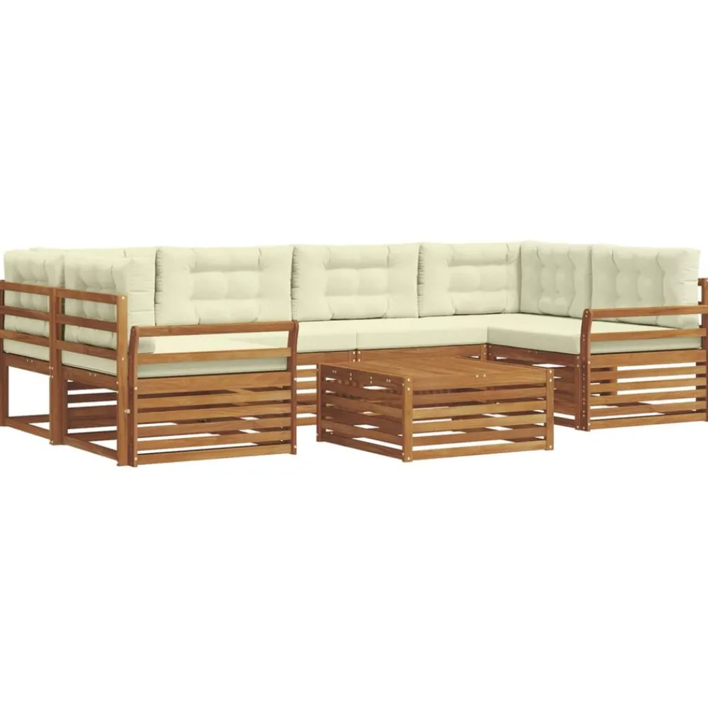 vidaXL Ensemble de canapés d'extérieur 8 pcs Naturel et Crème
