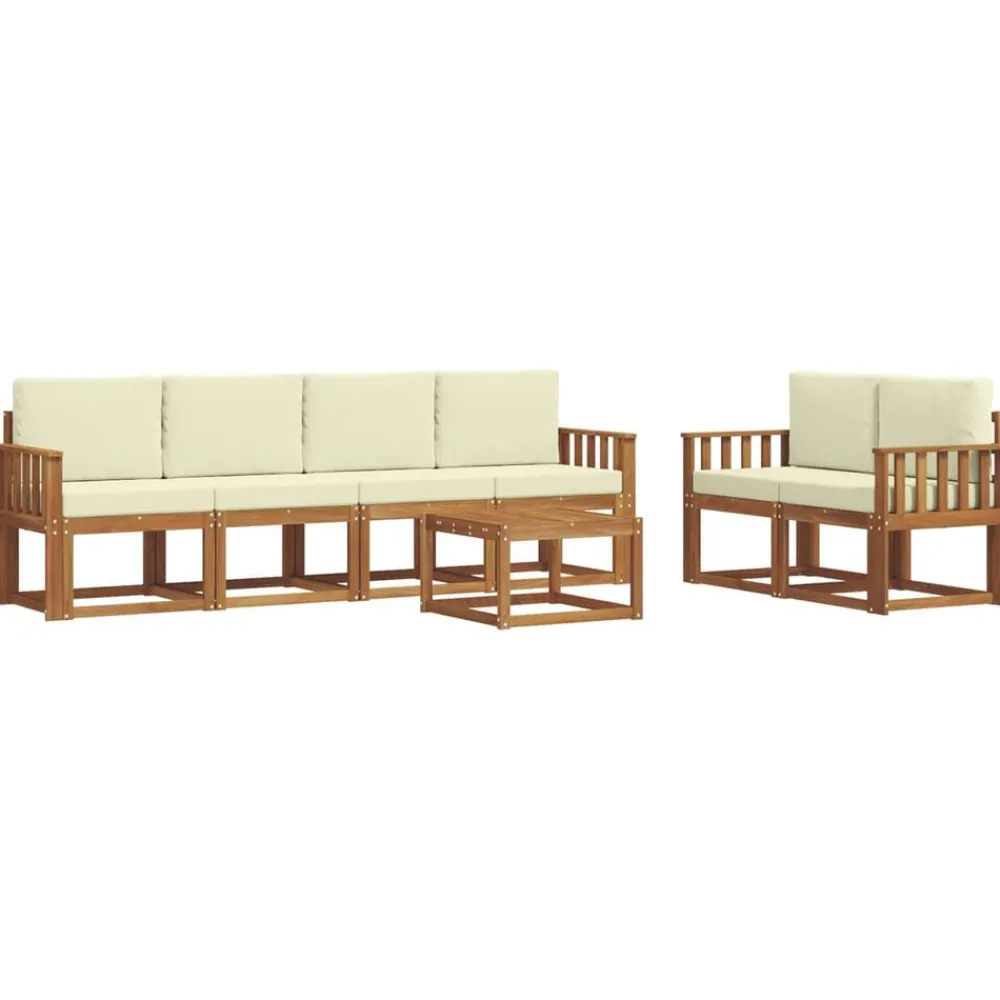 vidaXL Ensemble de canapés d'extérieur 7 pcs Naturel et Crème