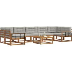 Ensembles De Meubles-vidaXL Ensemble de canapés d'extérieur 8 pcs Gris Naturel et Clair Naturel et gris clair