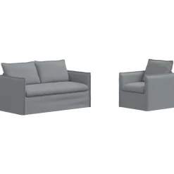 Canapés-vidaXL Ensemble de Canapés 2 pcs 156 x 82 x 85 cm Tissu Gris clair