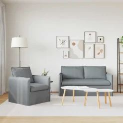 Canapés-vidaXL Ensemble de Canapés 2 pcs 156 x 82 x 85 cm Tissu Gris clair