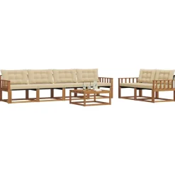 Ensembles De Meubles-vidaXL Ensemble de canapés d'extérieur 7 pcs Naturel et beige