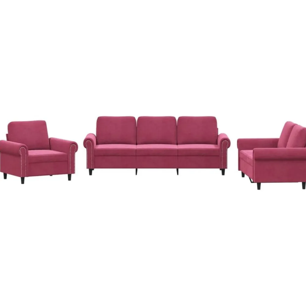 vidaXL Ensemble de canapés 3 pcs avec coussins Velours