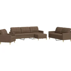 Canapés-vidaXL Ensemble de canapés 4 pcs avec repose-pied tissu Marron