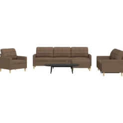 Canapés-vidaXL Ensemble de canapés 4 pcs avec repose-pied tissu Marron