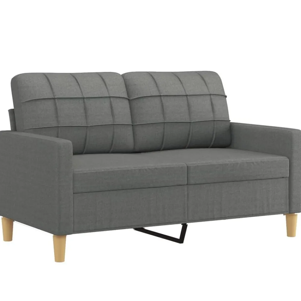 Canapés-vidaXL Ensemble de canapés 2 pcs avec coussins Tissu Gris foncé