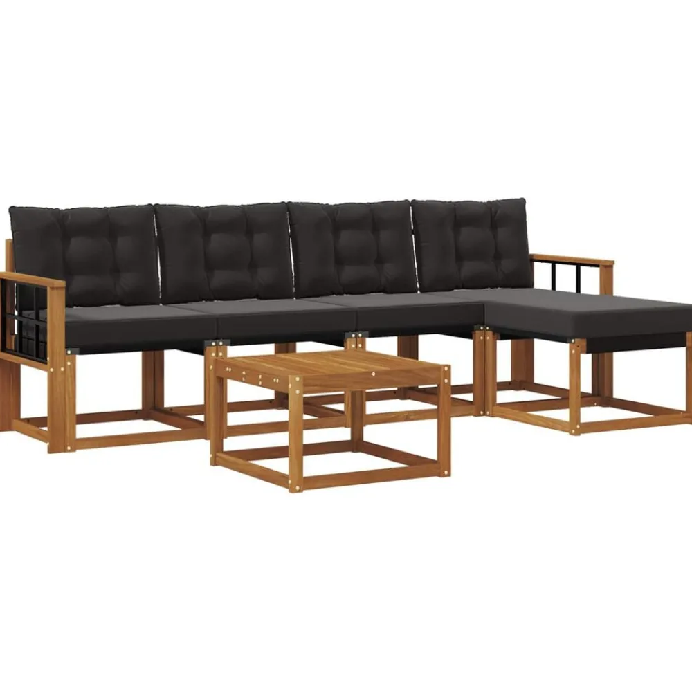 Ensembles De Meubles-vidaXL Ensemble de canapés d'extérieur 6 pcs Naturel et noir