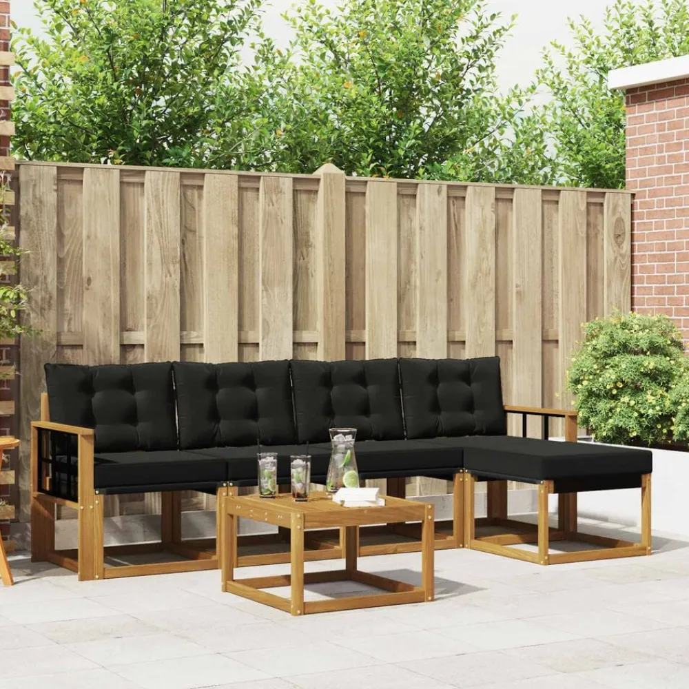Ensembles De Meubles-vidaXL Ensemble de canapés d'extérieur 6 pcs Naturel et noir