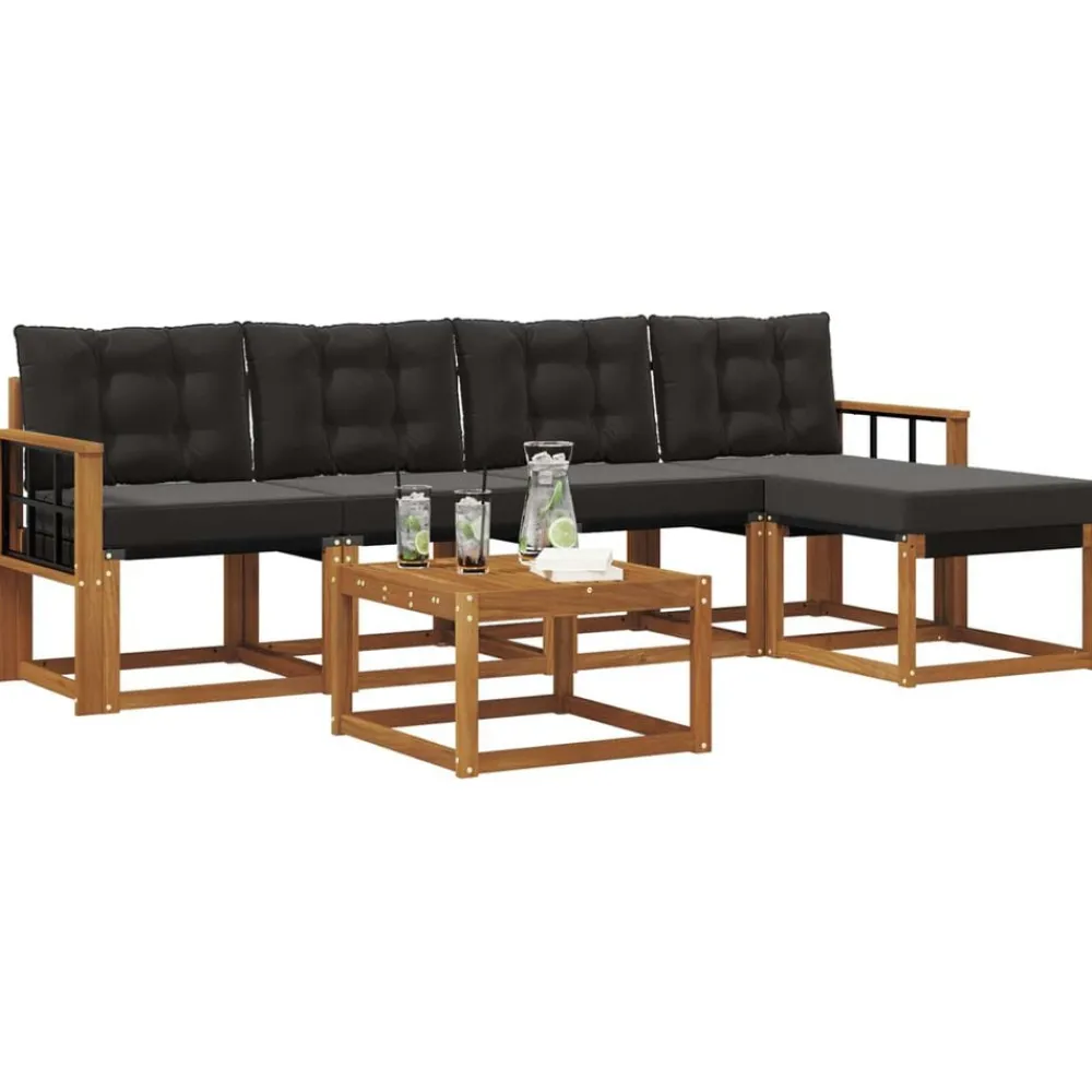 Ensembles De Meubles-vidaXL Ensemble de canapés d'extérieur 6 pcs Naturel et noir