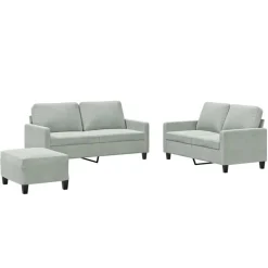 Canapés-vidaXL Ensemble de canapés 3 pcs avec coussins Velours Gris clair
