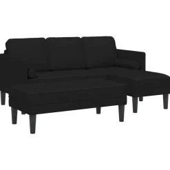 Canapés-vidaXL Ensemble de Canapés avec coussin 2 pcs Polyester Noir