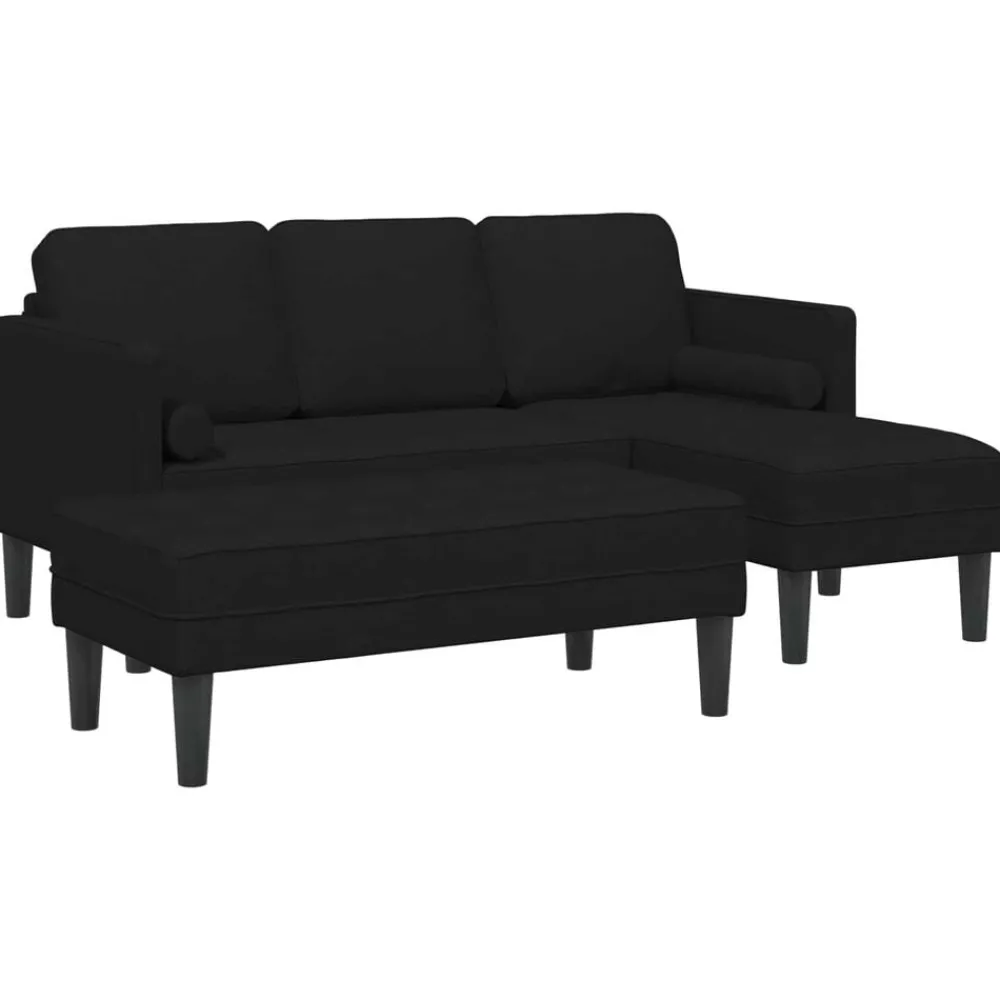 Canapés-vidaXL Ensemble de Canapés avec coussin 2 pcs Polyester Noir