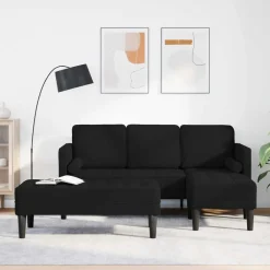 Canapés-vidaXL Ensemble de Canapés avec coussin 2 pcs Polyester Noir