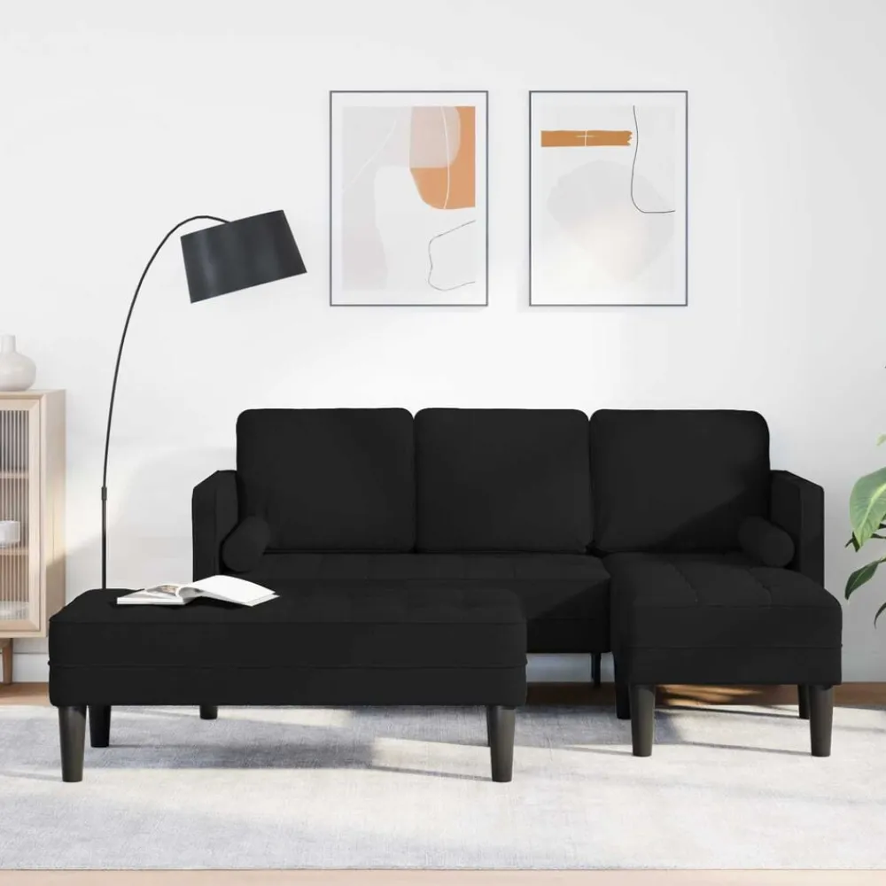 Canapés-vidaXL Ensemble de Canapés avec coussin 2 pcs Polyester Noir