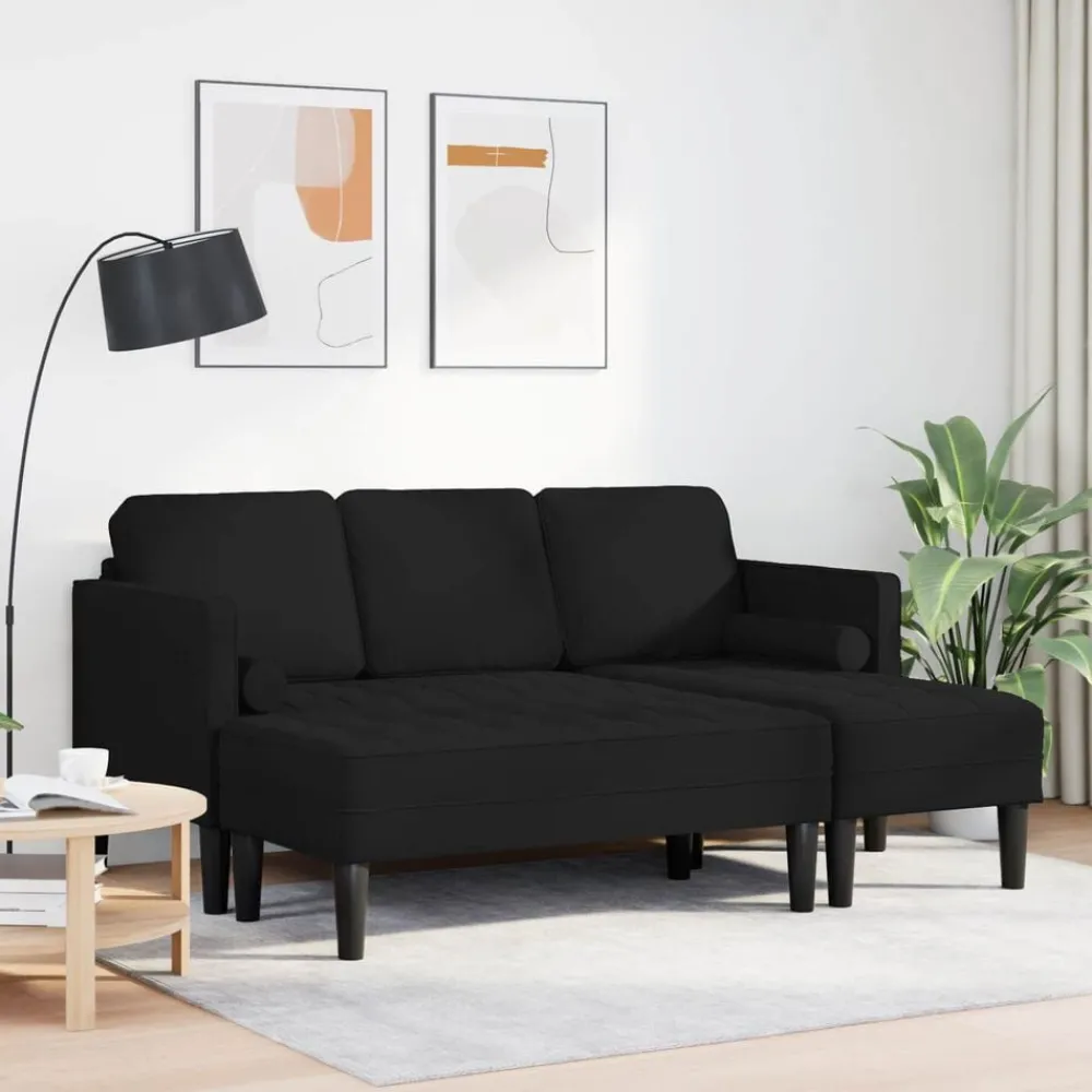 Canapés-vidaXL Ensemble de Canapés avec coussin 2 pcs Polyester Noir