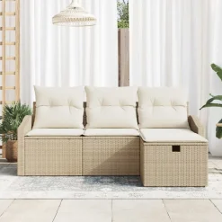 vidaXL Ensemble de Canapés avec coussin 4 pcs polyrotin