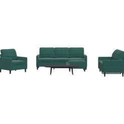 Canapés-vidaXL Ensemble de canapés 4 pcs avec coussins Velours Vert foncé