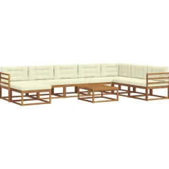 Ensembles De Meubles-vidaXL Ensemble de canapés d'extérieur 9 pcs Naturel et Crème Naturel et cr&egrave;me