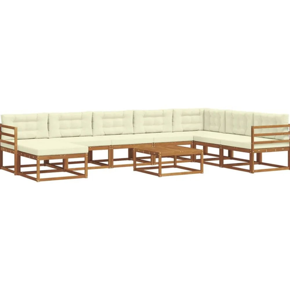 Ensembles De Meubles-vidaXL Ensemble de canapés d'extérieur 9 pcs Naturel et Crème Naturel et crème