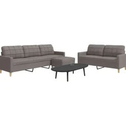 Canapés-vidaXL Ensemble de canapés 3 pcs avec repose-pied tissu Taupe