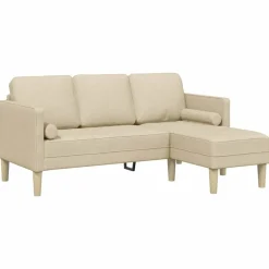 Canapés-vidaXL Ensemble de Canapés avec coussin Crème Polyester Crème