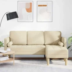 Canapés-vidaXL Ensemble de Canapés avec coussin Crème Polyester Cr&egrave;me