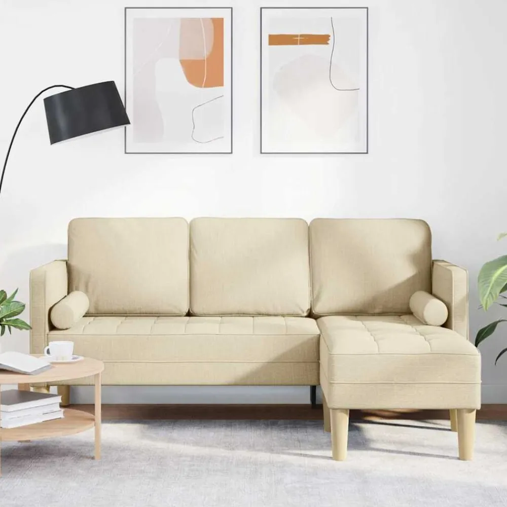 Canapés-vidaXL Ensemble de Canapés avec coussin Crème Polyester Crème