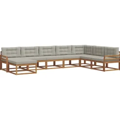 Ensembles De Meubles-vidaXL Ensemble de canapés d'extérieur 8 pcs Gris Naturel et Clair Naturel et gris clair