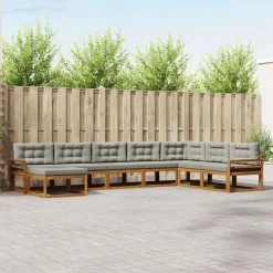 Ensembles De Meubles-vidaXL Ensemble de canapés d'extérieur 8 pcs Gris Naturel et Clair Naturel et gris clair